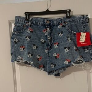 Aeropostale Women's Denim Shorts with Mickey Mouse Design Limited Edition
